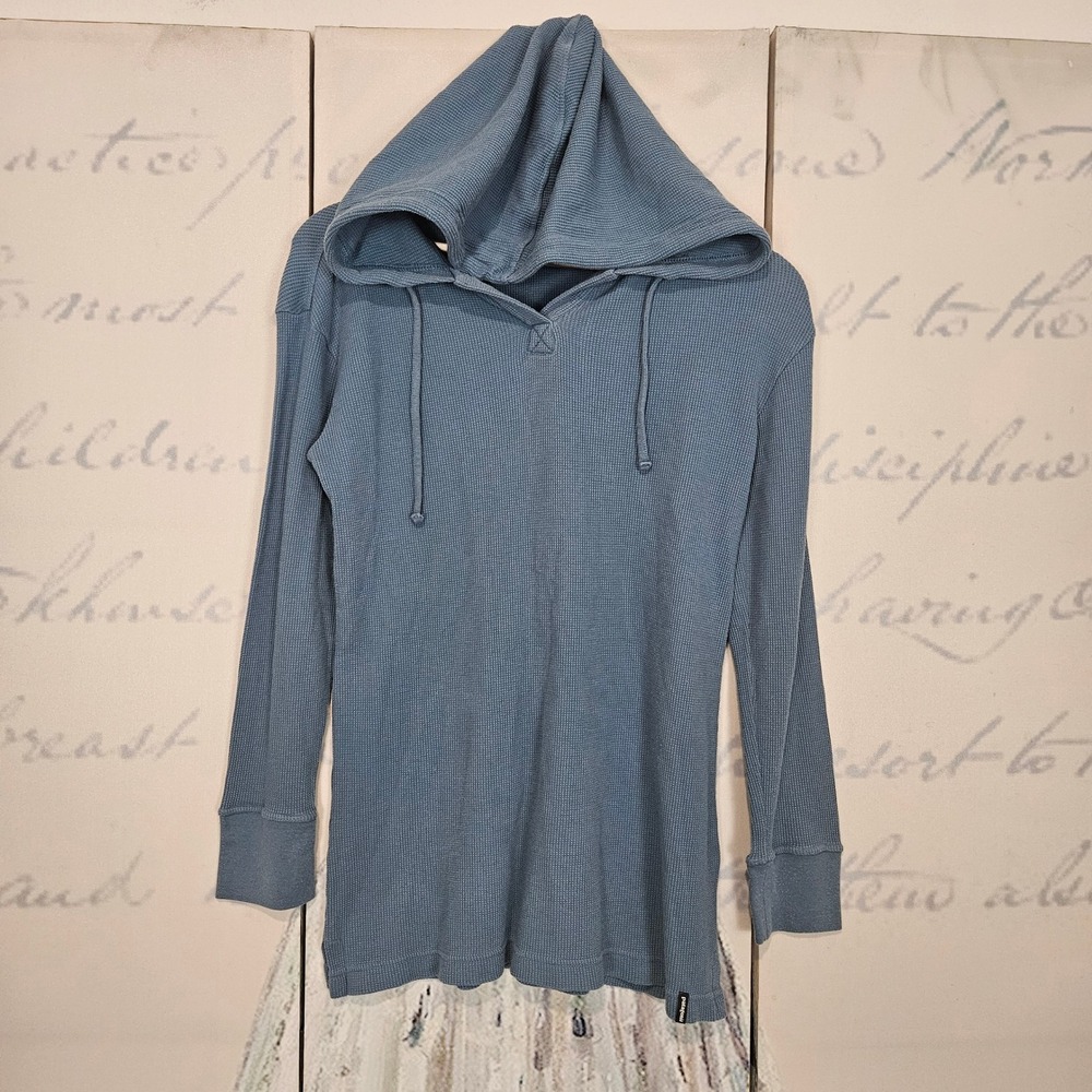 Patagonia Organic Cotton Thermal Hoodie Tunic‎ Blue Size S Long Sleeve Pullover